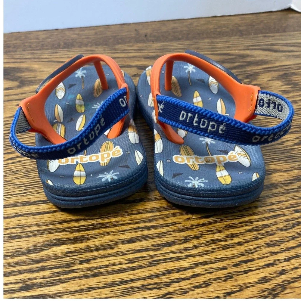 Ortope Acquaflex Toddler Boys Blue Orange Surfboard Sandals US 4 EUR 21 Brazil